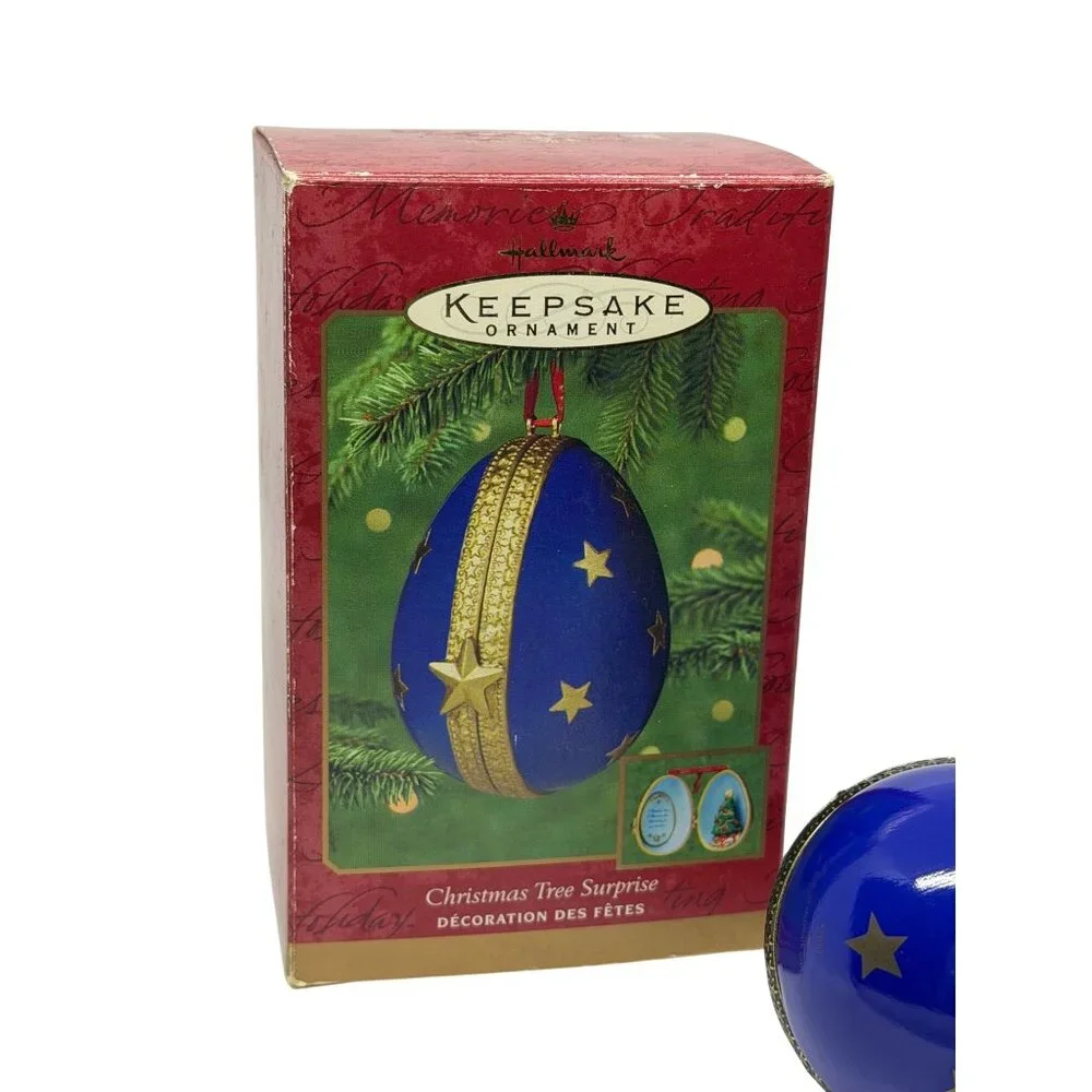 VTG‎ Hallmark Keepsake Ornament Christmas Tree Surprise Porcelain Egg Shaped 3